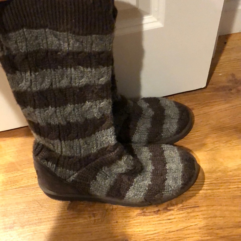 Brown and Grey Striped UGG Boots